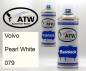 Preview: Volvo, Pearl White, 079: 400ml Sprühdose + 400ml Klarlack - Set, von ATW Autoteile West.